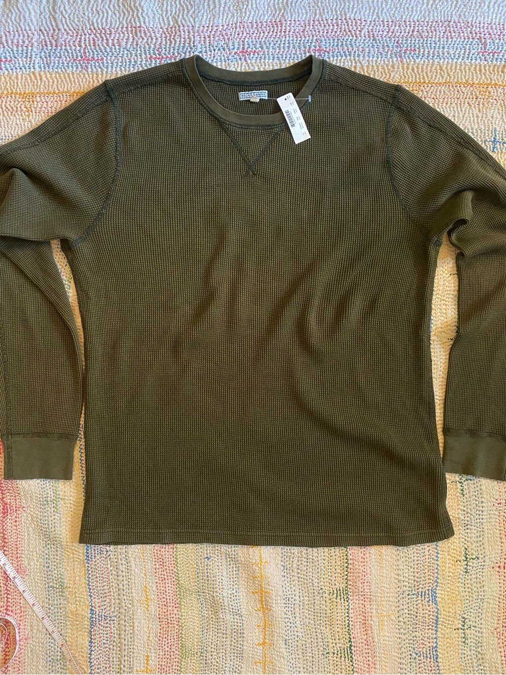 Men’s J.Crew Olive Thermal Cotton Crewneck - Classic Everyday Layer Size XL NWT